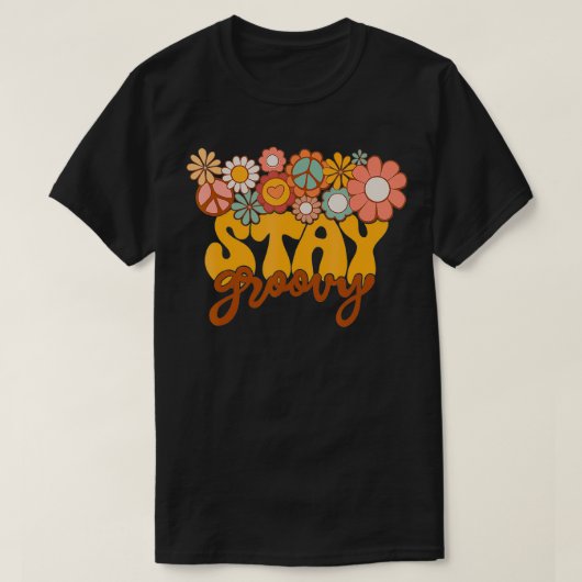 Retro Sunflower Hippie Blijf roovy Positief denken T-shirt (Design voorkant)
