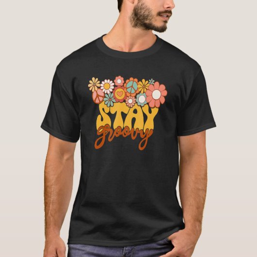 Retro Sunflower Hippie Blijf roovy Positief denken T-shirt (Voorkant)
