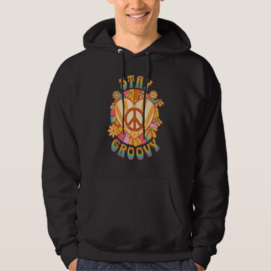 Retro Sunflower Hippie Stay Groovy Positive Mind H Hoodie (Voorkant)