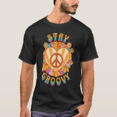 Retro Sunflower Hippie Stay Groovy Positive Mind H T-shirt (Voorkant)