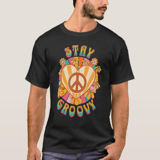 Retro Sunflower Hippie Stay Groovy Positive Mind H T-shirt