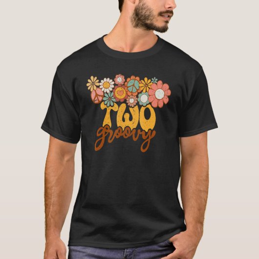 Retro Sunflower Hippie Two Groovy Positive Mind Ha T-shirt (Voorkant)