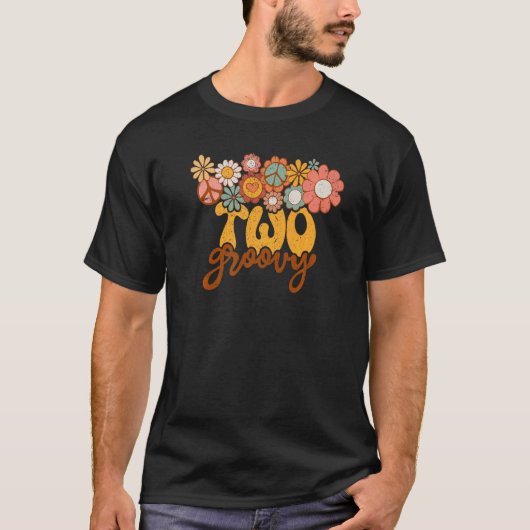 Retro Sunflower Hippie Two Groovy Positive Mind Ha T-shirt (Voorkant)