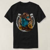 Retro Sunflower Horseshoe Cowgirl Boots Hat Rope W T-shirt (Design voorkant)