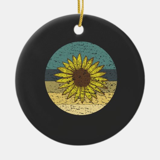 Retro Sunflower Keramisch Ornament (Voorkant)