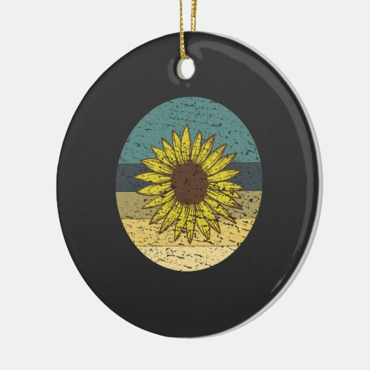 Retro Sunflower Keramisch Ornament (Links)
