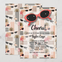 Retro Sunglasses and Palms 50th Birthday Kaart