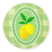 Retro Sunny Lemon Yellow Spring Green Keramische Knop (Voorkant)