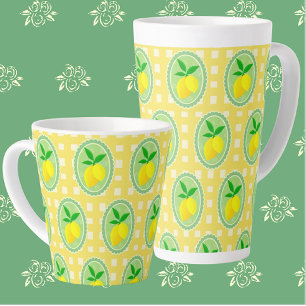 Retro Sunny Lemon Yellow Spring Green Latte Mok