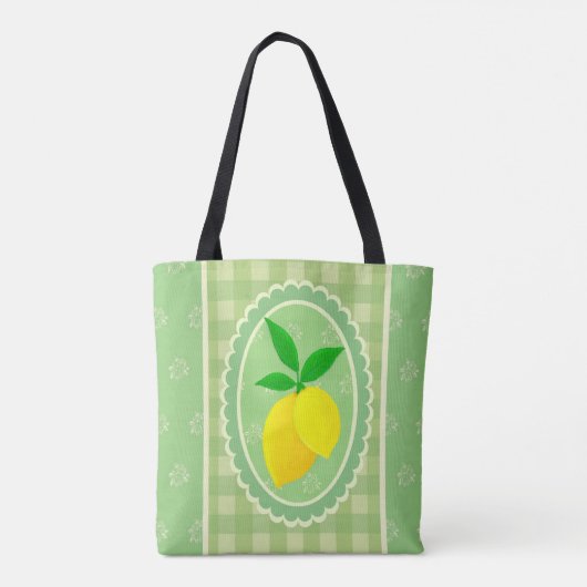 Retro Sunny Lemon Yellow Spring Green Tote Bag (Achterkant)