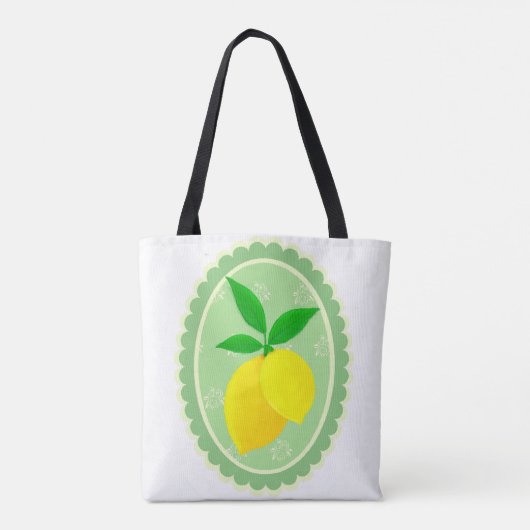 Retro Sunny Lemon Yellow Spring Groen Wit Tote Bag (Achterkant)
