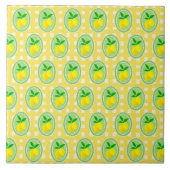Retro Sunny Lemon Yellow White Check  Tegeltje (Voorkant)