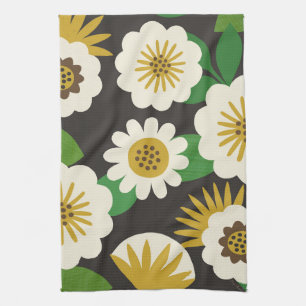 Retro Sunny Summer Flowers Kitchen Towels Theedoek