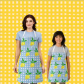 Retro Sunny Yellow Lemon Blue White Check Schort