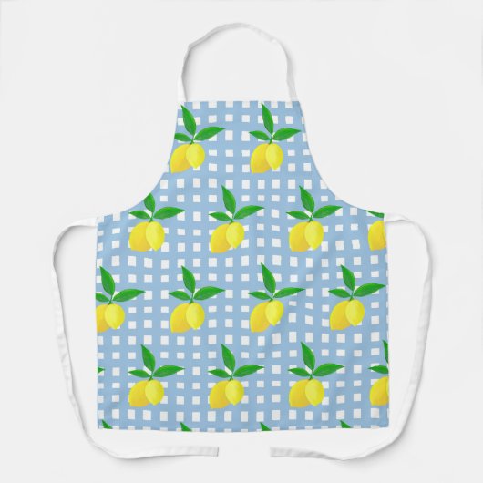Retro Sunny Yellow Lemon Blue White Check Schort (Voorkant)