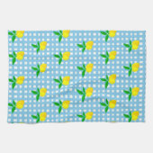 Retro Sunny Yellow Lemon Blue White Check Theedoek (Horizontaal)