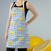 Retro Sunny Yellow Lemon Drop Blue Check Schort