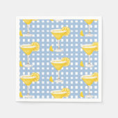 Retro Sunny Yellow Lemon Drop Blue Check Servet (Voorkant)