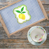 Retro Sunny Yellow Lemon Drop Blue Check Tissuepapier