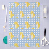 Retro Sunny Yellow Lemon Drop Blue Check Tissuepapier (Craft)