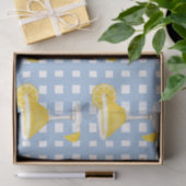 Retro Sunny Yellow Lemon Drop Blue Check Tissuepapier (Geschenk)