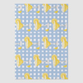 Retro Sunny Yellow Lemon Drop Blue Check Tissuepapier (Voorkant)
