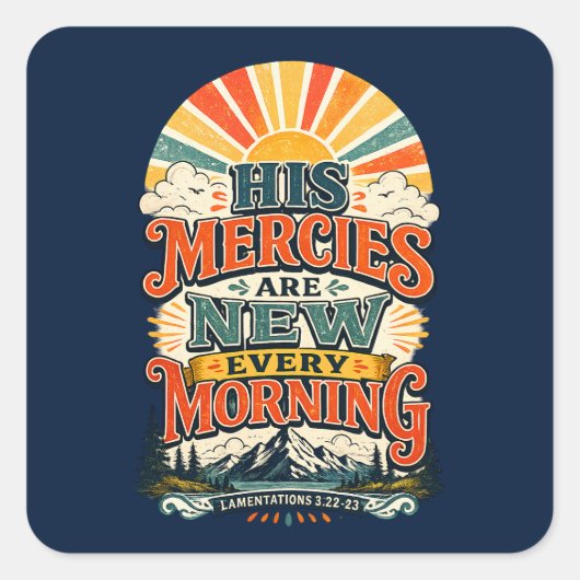 Retro Sunrise Christelijk Geloof Sticker (Voorkant)