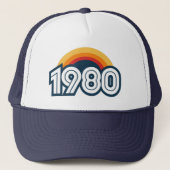 Retro Sunset 1980 Birthday Trucker Hat Pet (Voorkant)