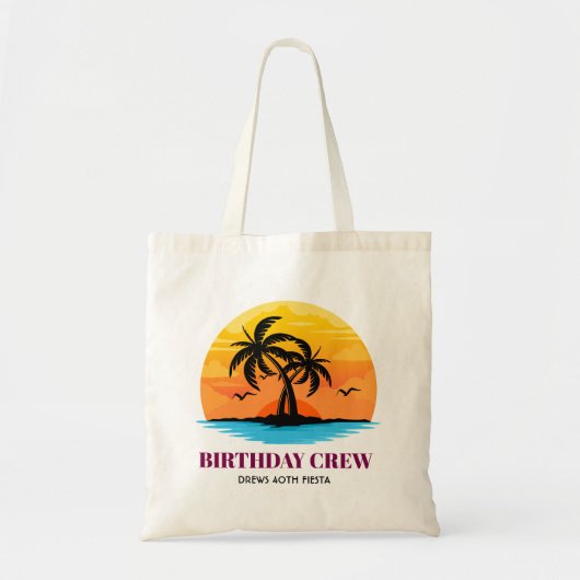 Retro Sunset 20e 30e 40e 50e 60 Verjaardag Crew Tote Bag (Voorkant)