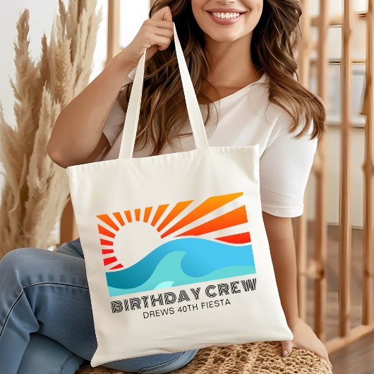 Retro Sunset 20e 30e 40e 50e 60 Verjaardag Crew Tote Bag