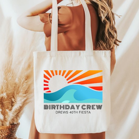 Retro Sunset 20e 30e 40e 50e 60 Verjaardag Crew Tote Bag