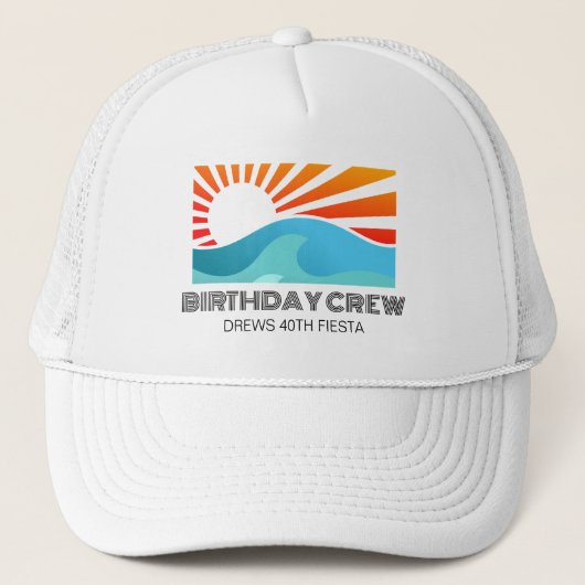 Retro Sunset 30e 40e 50e 60 verjaardag Crew Squad Trucker Pet (Voorkant)