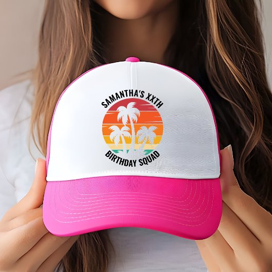 Retro Sunset 30e 40e 50e 60e 70 Verjaardag Squad Trucker Pet
