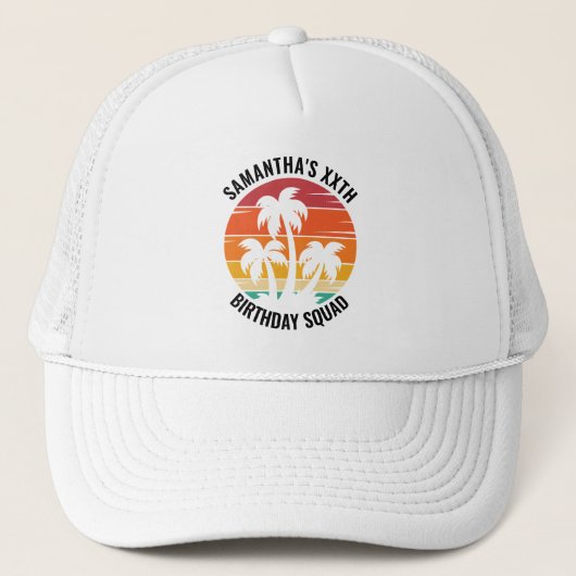 Retro Sunset 30e 40e 50e 60e 70 Verjaardag Squad Trucker Pet (Voorkant)