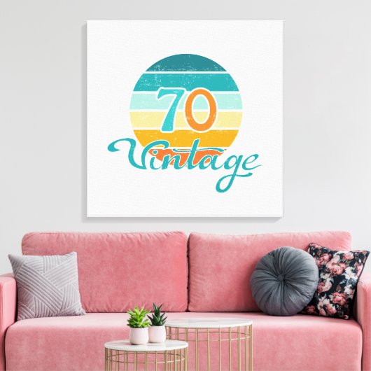 Retro Sunset 70 gestrest Canvas Afdruk (Insitu (Woonkamer))