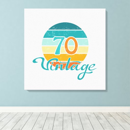 Retro Sunset 70 gestrest Canvas Afdruk (Insitu (Houten vloer))