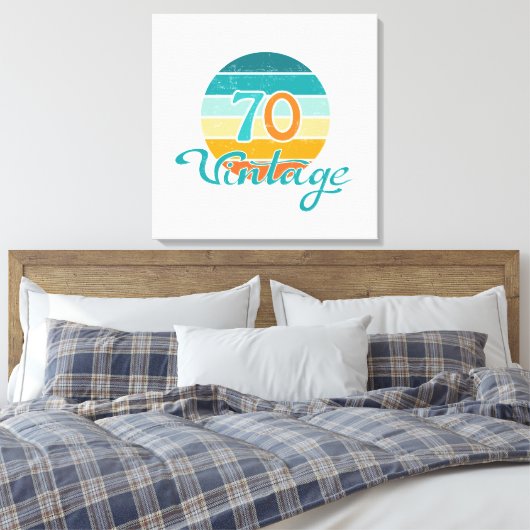 Retro Sunset 70  gestrest Canvas Afdruk (Insitu (Slaapkamer))
