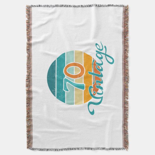 Retro Sunset 70  gestrest Deken (Voorkant Verticaal)