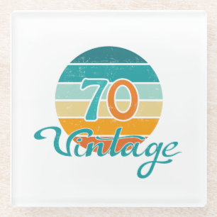 Retro Sunset 70  gestrest Glazen Onderzetter