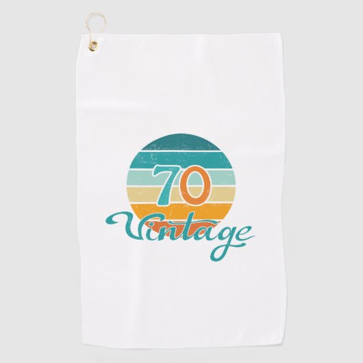 Retro Sunset 70  gestrest Golfhanddoek (Voorkant)