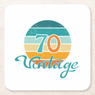 Retro Sunset 70  gestrest Kartonnen Onderzetters