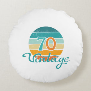 Retro Sunset 70  gestrest Rond Kussen