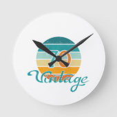 Retro Sunset 70  gestrest Ronde Klok (Voorkant)