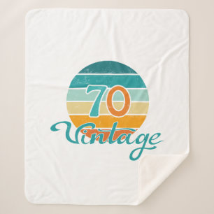 Retro Sunset 70  gestrest Sherpa Deken