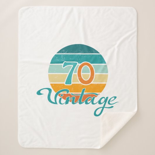 Retro Sunset 70  gestrest Sherpa Deken (Voorkant)