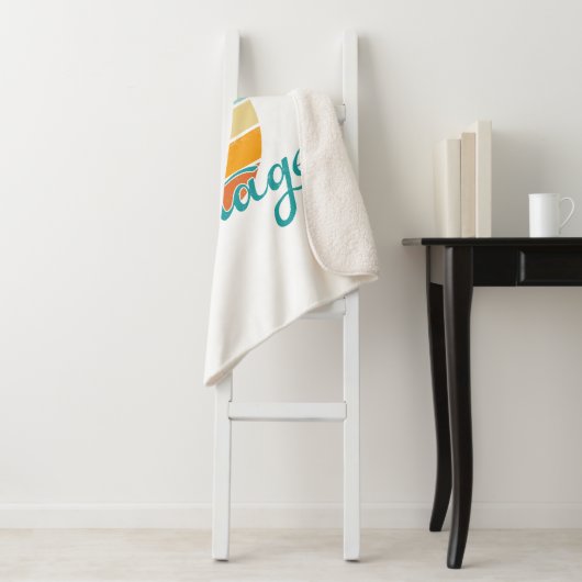 Retro Sunset 70  gestrest Sherpa Deken (In situ)