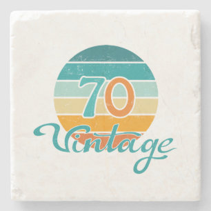 Retro Sunset 70  gestrest Stenen Onderzetter