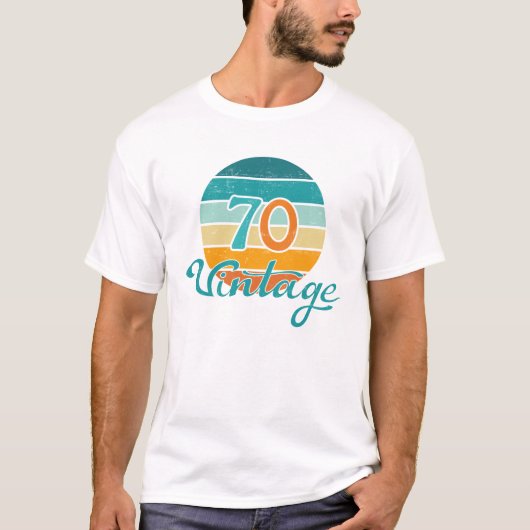 Retro Sunset 70 gestrest T-shirt (Voorkant)