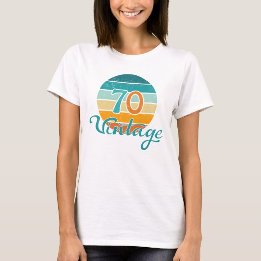 Retro Sunset 70 gestrest T-shirt (Voorkant)