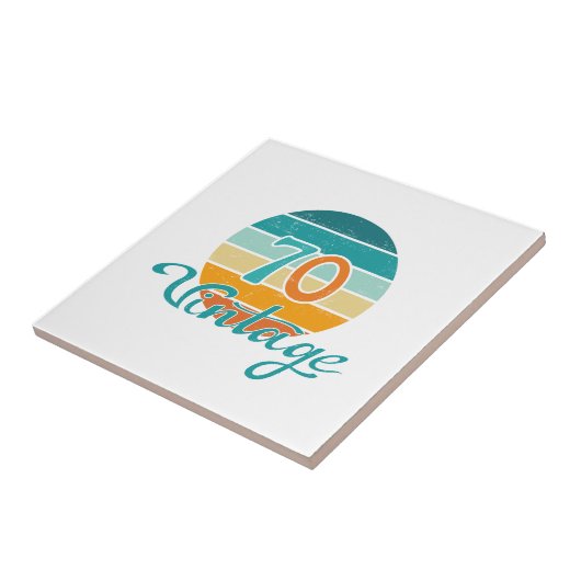 Retro Sunset 70 gestrest Tegeltje (Zijkant)